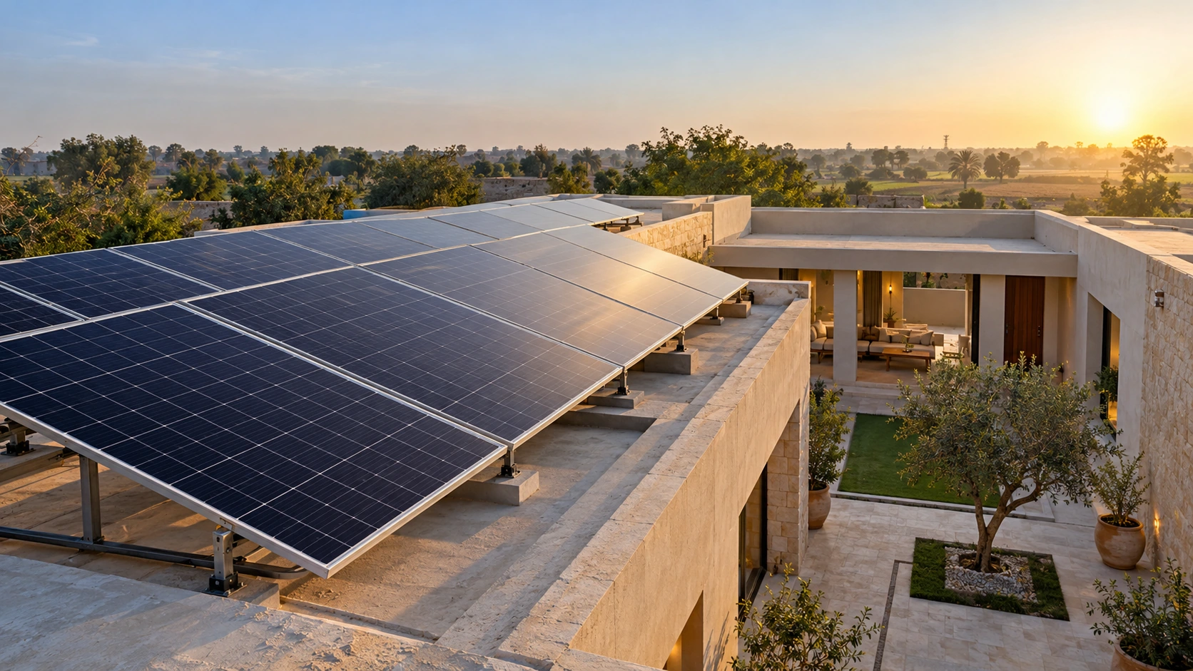Solar panels on a residential roof